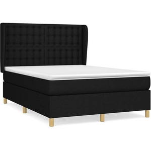 vidaXL Sommier à lattes de lit avec matelas Noir 140x190 cm Tissu pas cher