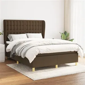 vidaXL Sommier à lattes de lit avec matelas Marron foncé 140x190 cm pas cher