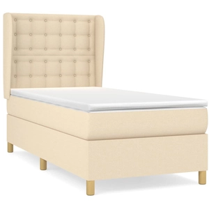 vidaXL Sommier à lattes de lit avec matelas Crème 100x200 cm Tissu pas cher