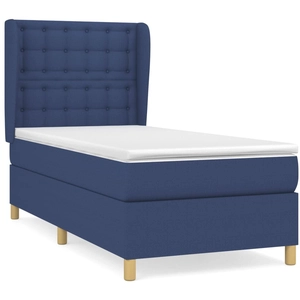 vidaXL Sommier à lattes de lit avec matelas Bleu 100x200 cm Tissu