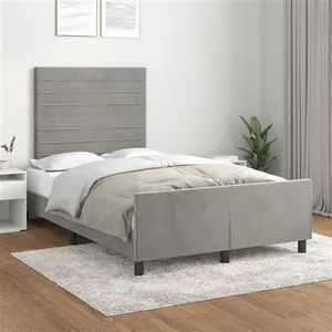 vidaXL Cadre de lit avec tête de lit Gris clair 120x200 cm pas cher