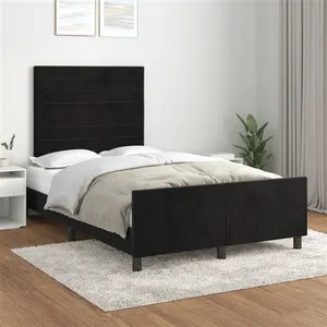 vidaXL Cadre de lit avec tête de lit Noir 120x200 cm Velours pas cher