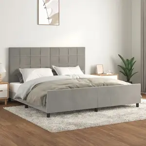 vidaXL Cadre de lit avec tête de lit Gris clair 200x200 cm Velours pas cher