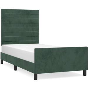 vidaXL Cadre de lit avec tête de lit Vert foncé 80x200 cm Velours pas cher