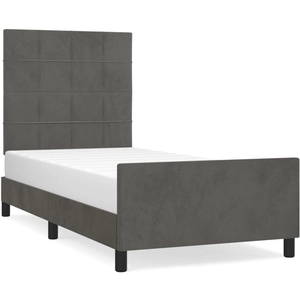 vidaXL Cadre de lit avec tête de lit Gris foncé 140x190 cm Velours pas cher