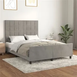 vidaXL Cadre de lit avec tête de lit Gris clair 140x200 cm pas cher