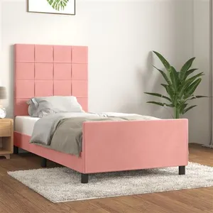 vidaXL Cadre de lit avec tête de lit Rose 80x200 cm Velours pas cher