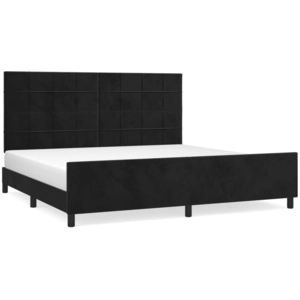 vidaXL Cadre de lit avec tête de lit Noir 160x200 cm Velours pas cher