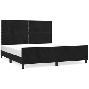 vidaXL Cadre de lit avec tête de lit Noir 180x200 cm Velours pas cher