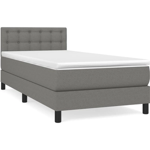 vidaXL Sommier à lattes de lit avec matelas Gris foncé 80x200 cm Tissu pas cher