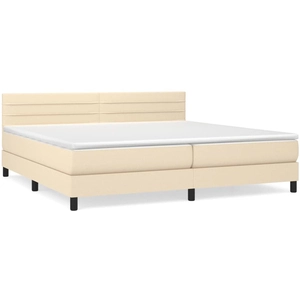 vidaXL Sommier à lattes de lit avec matelas Crème 200x200 cm Tissu pas cher