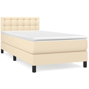 vidaXL Sommier à lattes de lit avec matelas Crème 80x200 cm Tissu pas cher