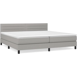 vidaXL Sommier à lattes de lit avec matelas Gris clair 200x200cm Tissu pas cher