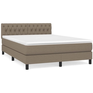 vidaXL Sommier à lattes de lit avec matelas Taupe 180x200 cm Tissu pas cher