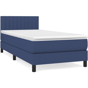 vidaXL Sommier à lattes de lit avec matelas Bleu 90x200 cm Tissu pas cher
