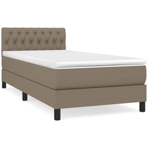 vidaXL Sommier à lattes de lit avec matelas Taupe 90x190 cm Tissu pas cher