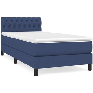 vidaXL Sommier à lattes de lit avec matelas Bleu 90x190 cm Tissu pas cher