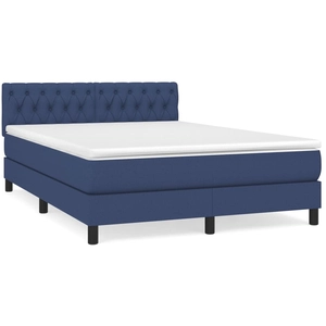 vidaXL Sommier à lattes de lit avec matelas Bleu 160x200 cm Tissu pas cher