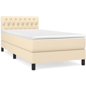 vidaXL Sommier à lattes de lit avec matelas Crème 100x200 cm Tissu pas cher