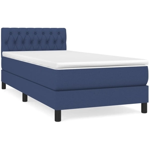 vidaXL Sommier à lattes de lit avec matelas Bleu 100x200 cm Tissu pas cher