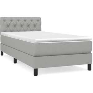 vidaXL Sommier à lattes de lit avec matelas Gris clair 120x200cm Tissu pas cher
