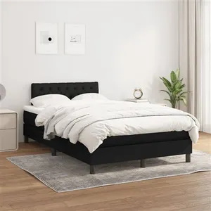 Comparateur de prix : vidaXL Sommier à lattes de lit avec matelas Noir 120x200 cm Tissu
