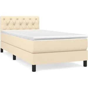 vidaXL Sommier à lattes de lit avec matelas Crème 80x200 cm Tissu pas cher