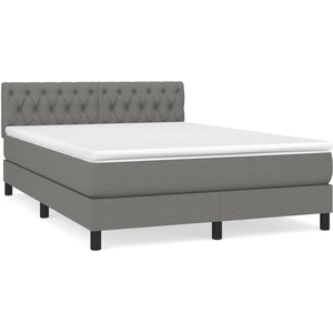 Comparateur de prix : vidaXL Sommier à lattes de lit avec matelas Gris foncé 140x190cm Tissu