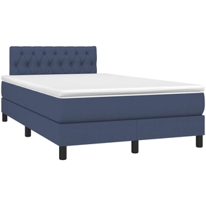 vidaXL Sommier à lattes de lit avec matelas Bleu 140x190 cm Tissu pas cher