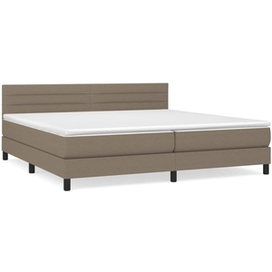 vidaXL Sommier à lattes de lit avec matelas Taupe 200x200 cm Tissu pas cher