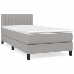 vidaXL Sommier à lattes de lit avec matelas Gris clair 120x200cm Tissu pas cher