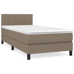 vidaXL Sommier à lattes de lit avec matelas Taupe 100x200 cm Tissu pas cher