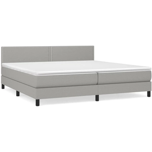 vidaXL Sommier à lattes de lit avec matelas Gris clair 200x200cm Tissu pas cher