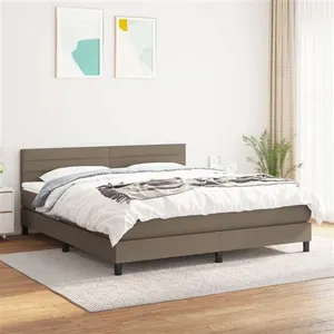 Comparateur de prix : vidaXL Sommier à lattes de lit avec matelas Taupe 180x200 cm Tissu