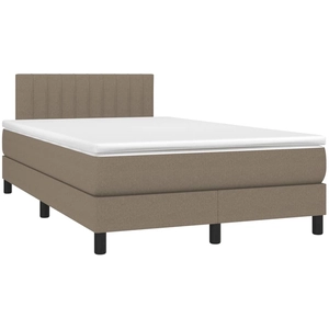 vidaXL Sommier à lattes de lit avec matelas Taupe 140x190 cm Tissu pas cher