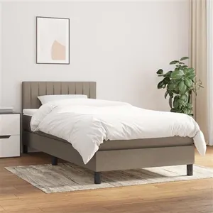vidaXL Sommier à lattes de lit avec matelas Taupe 90x190 cm Tissu pas cher
