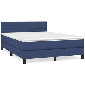vidaXL Sommier à lattes de lit avec matelas Bleu 160x200 cm Tissu pas cher