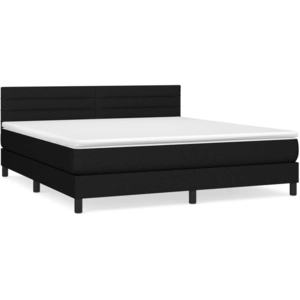 vidaXL Sommier à lattes de lit avec matelas Noir 180x200 cm Tissu pas cher