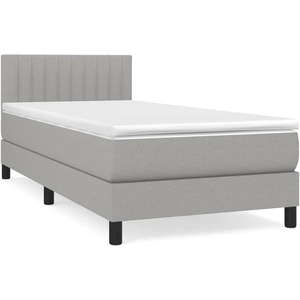 vidaXL Sommier à lattes de lit avec matelas Gris clair 100x200cm Tissu pas cher