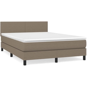vidaXL Sommier à lattes de lit avec matelas Taupe 140x200 cm Tissu pas cher