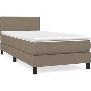 vidaXL Sommier à lattes de lit avec matelas Taupe 90x200 cm Tissu pas cher