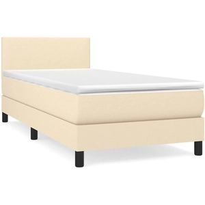 vidaXL Sommier à lattes de lit avec matelas Crème 90x200 cm Tissu pas cher