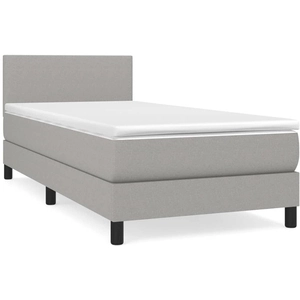 vidaXL Sommier à lattes de lit avec matelas Gris clair 100x200cm Tissu pas cher