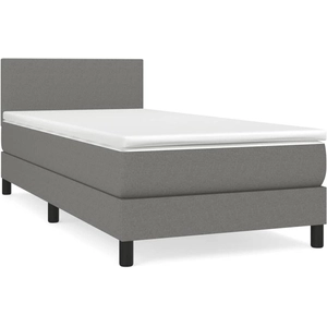 vidaXL Sommier à lattes de lit avec matelas Gris foncé 100x200cm Tissu pas cher