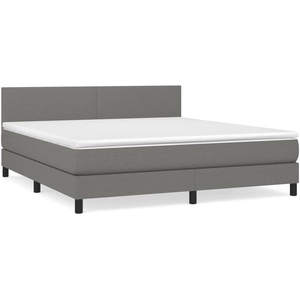 vidaXL Sommier à lattes de lit avec matelas Gris foncé 160x200cm Tissu pas cher