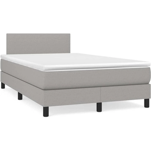 vidaXL Sommier à lattes de lit avec matelas Gris clair 120x200cm Tissu pas cher
