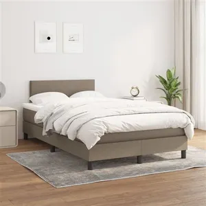 vidaXL Sommier à lattes de lit avec matelas Taupe 120x200 cm Tissu pas cher