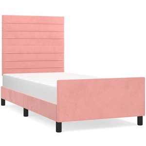 vidaXL Cadre de lit avec tête de lit Rose 200x200 cm Velours pas cher