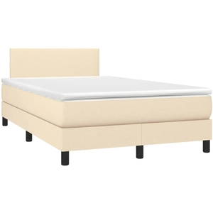 vidaXL Sommier à lattes de lit avec matelas Crème 120x200 cm Tissu pas cher