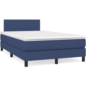 vidaXL Sommier à lattes de lit avec matelas Bleu 140x190 cm Tissu pas cher